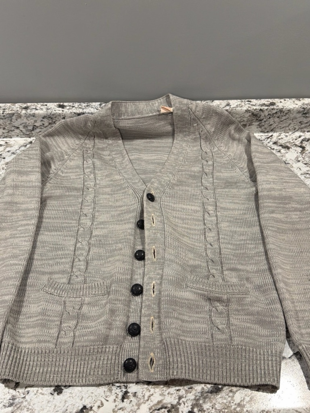 Neutral Cable-Knit Button Cardigan